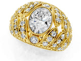 Yellow gold Oval Cut Brilliant Halo Pave Diamond Milgrain Ring_14