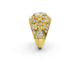 Yellow gold Oval Cut Brilliant Halo Pave Diamond Milgrain Ring_15