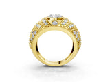 Yellow gold Oval Cut Brilliant Halo Pave Diamond Milgrain Ring_16