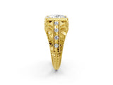Yellow gold Oval Cut Brilliant Milgrain Filigree Diamond Ring with Square Prong Setting_29