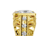 Yellow gold Oval Cut Brilliant Milgrain Filigree Diamond Ring with Square Prong Setting_32