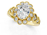 Yellow gold Oval Cut Brilliant Milgrain Pave Heart Band Solitaire Ring_4