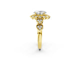 Yellow gold Oval Cut Brilliant Milgrain Pave Heart Band Solitaire Ring_5