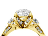 Yellow gold Oval Cut Brilliant Three-Stone Diamond Ring with Pavé Band and Four-Prong Setting_7