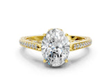 Yellow gold Oval Cut Cathedral Pave Diamond Engagement Ring with Six-Prong Setting_55