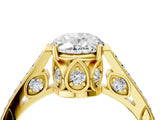 Yellow gold Oval Cut Cathedral Pave Diamond Engagement Ring with Six-Prong Setting_59