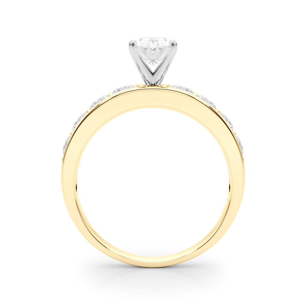 Yellow gold Oval Cut Channel Set Diamond Engagement Ring with Four-Prong Setting 2