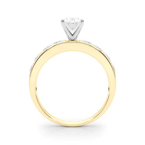 Yellow gold Oval Cut Channel Set Diamond Engagement Ring with Four-Prong Setting 2