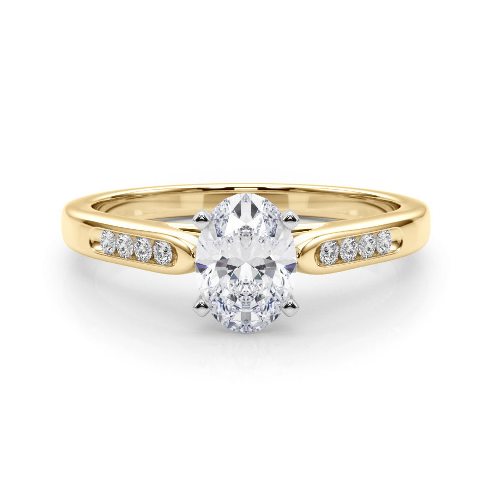 Yellow gold Oval Cut Channel Set Solitaire Engagement Ring with Four-Prong Setting 1