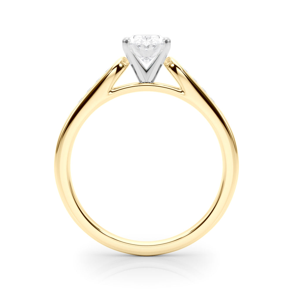 Yellow gold Oval Cut Channel Set Solitaire Engagement Ring with Four-Prong Setting 2
