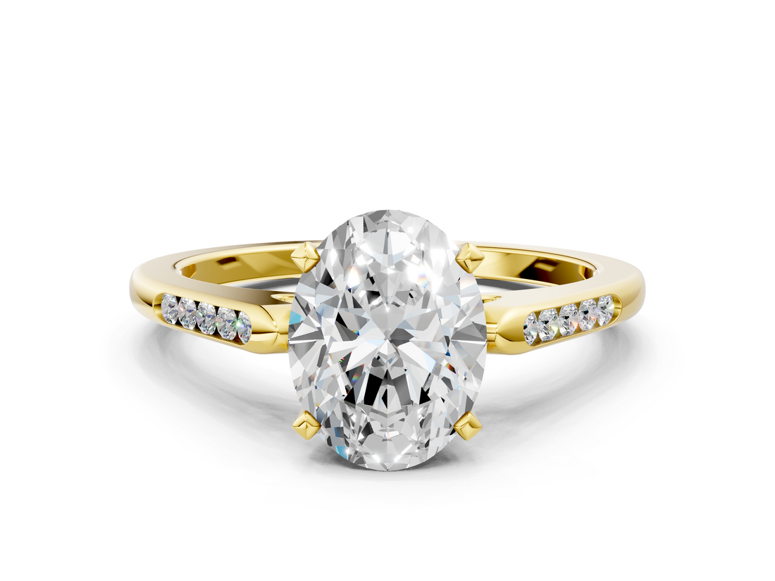 Yellow gold Oval Cut Channel Set Solitaire Engagement Ring with Four-Prong Setting_212