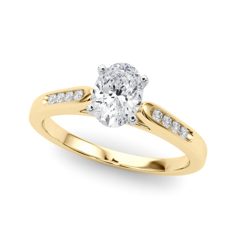 Yellow gold Oval Cut Channel Set Solitaire Engagement Ring with Four-Prong Setting