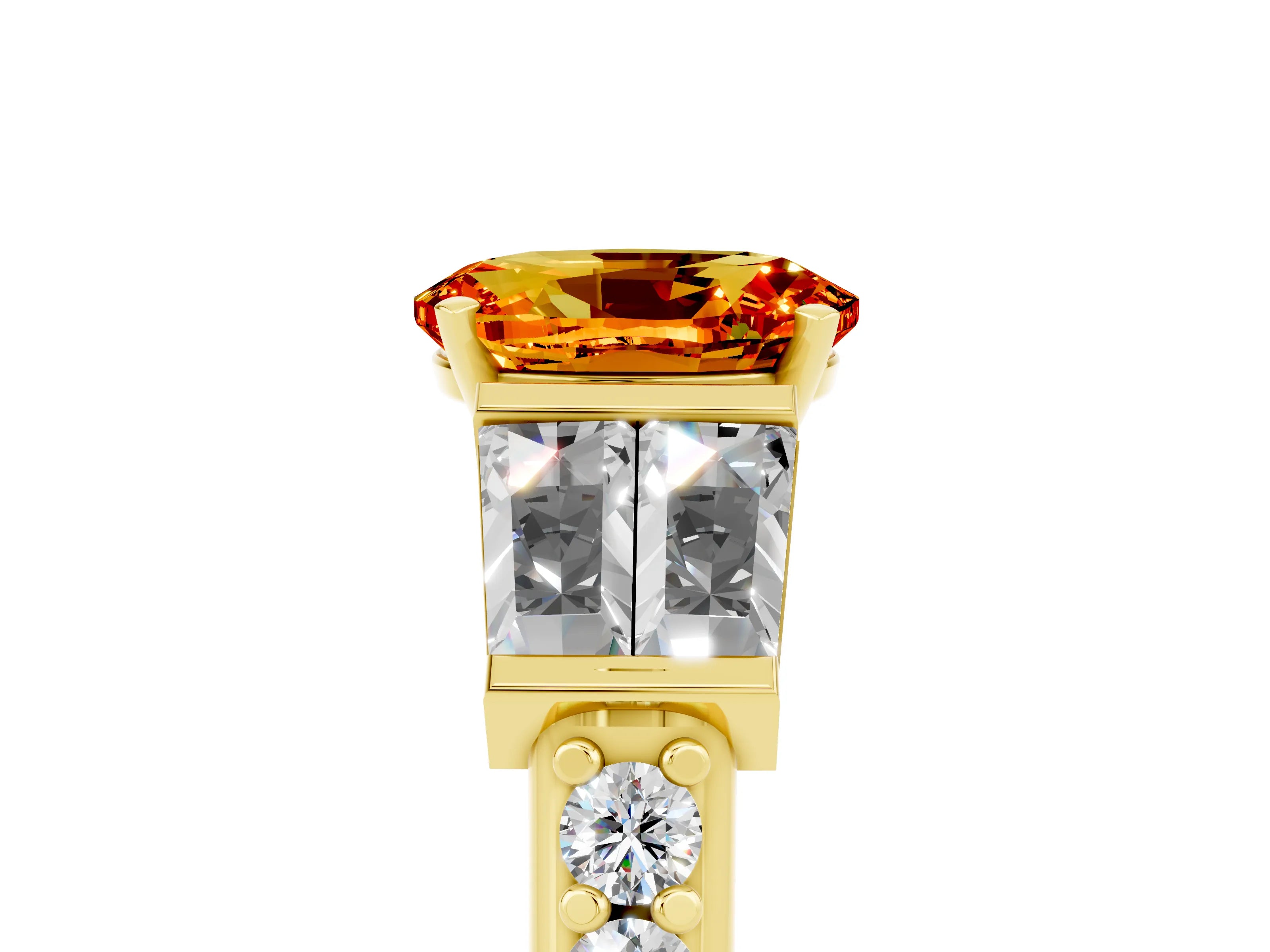 Yellow gold Oval Cut Citrine Engagement Ring with Baguette Side Stones and Channel Set Band_5