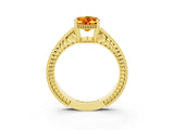 Yellow gold Oval Cut Citrine Engagement Ring with Milgrain Channel Set Band and Prong Setting_3
