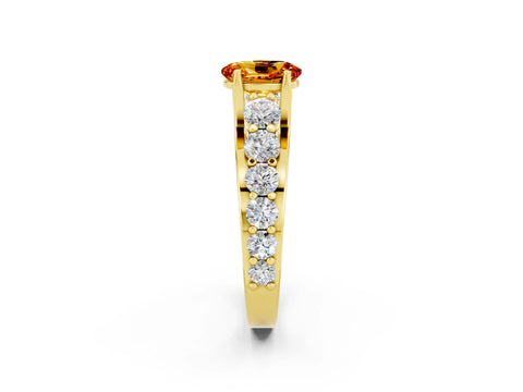 Yellow gold Oval Cut Citrine Engagement Ring with Pavé Band and Four-Prong Setting_2