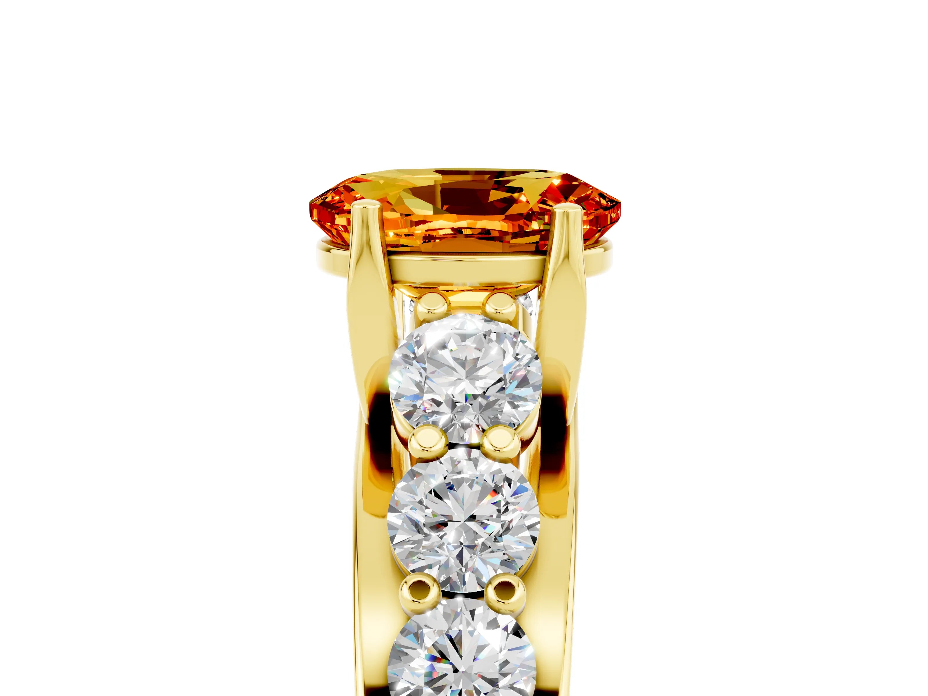 Yellow gold Oval Cut Citrine Engagement Ring with Pavé Band and Four-Prong Setting_5