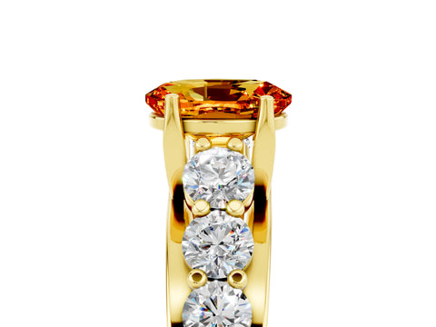 Yellow gold Oval Cut Citrine Engagement Ring with Pavé Band and Four-Prong Setting_5