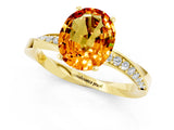 Yellow gold Oval Cut Citrine Engagement Ring with Side Stone Accents and Four-Prong Setting_73
