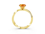 Yellow gold Oval Cut Citrine Engagement Ring with Side Stone Accents and Four-Prong Setting_75