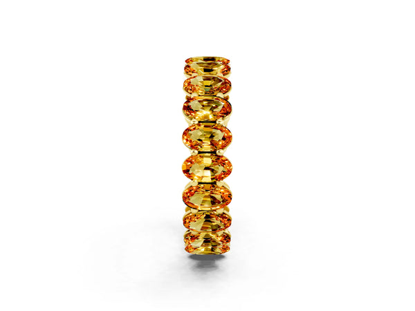 Yellow gold Oval Cut Citrine Eternity Band with Shared Prong Setting