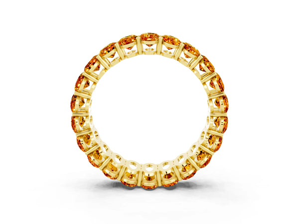 Yellow gold Oval Cut Citrine Eternity Band with Shared Prong Setting