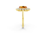 Yellow gold Oval Cut Citrine Floral Double Halo Engagement Ring with Prong Setting_50