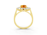 Yellow gold Oval Cut Citrine Floral Double Halo Engagement Ring with Prong Setting_51