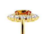 Yellow gold Oval Cut Citrine Floral Double Halo Engagement Ring with Prong Setting_53