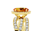 Yellow gold Oval Cut Citrine Halo Ring with Round Split Shank and Prong Setting_53