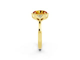 Yellow gold Oval Cut Citrine Halo Ring with Tapered Band and Four-Prong Setting_2
