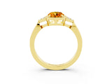 Yellow gold Oval Cut Citrine Halo Ring with Tapered Band and Four-Prong Setting_3