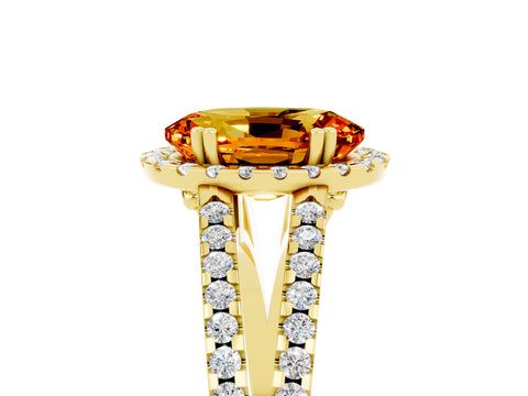 Yellow gold Oval Cut Citrine Halo Split Shank Engagement Ring_17