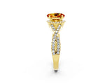Yellow gold Oval Cut Citrine  Halo Twist Band Solitaire Prong Setting Ring_26