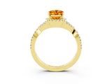Yellow gold Oval Cut Citrine  Halo Twist Band Solitaire Prong Setting Ring_27