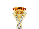 Yellow gold Oval Cut Citrine  Halo Twist Band Solitaire Prong Setting Ring_29