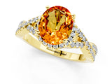Yellow gold Oval Cut Citrine  Halo Twist Band Solitaire Prong Setting Ring_43