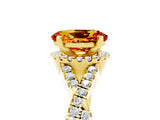 Yellow gold Oval Cut Citrine  Halo Twist Band Solitaire Prong Setting Ring_47