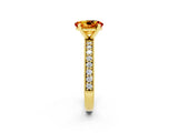 Yellow gold Oval Cut Citrine Milgrain Pavé Engagement Ring with Four-Prong Setting_14