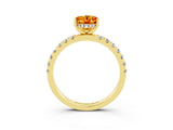 Yellow gold Oval Cut Citrine Pave Band Solitaire Ring with Four-Prong Setting_27