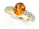 Yellow gold Oval Cut Citrine Prong Setting with Side Stones on a Pave Band_1