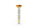 Yellow gold Oval Cut Citrine Prong Setting with Side Stones on a Pave Band_2