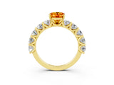 Yellow gold Oval Cut Citrine Prong Setting with Side Stones on a Pave Band_3