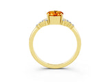 Yellow gold Oval Cut Citrine Ring with Side Stones and Four-Prong Setting_75