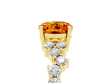 Yellow gold Oval Cut Citrine Scattered Round Accent Ring with Prong Setting_17