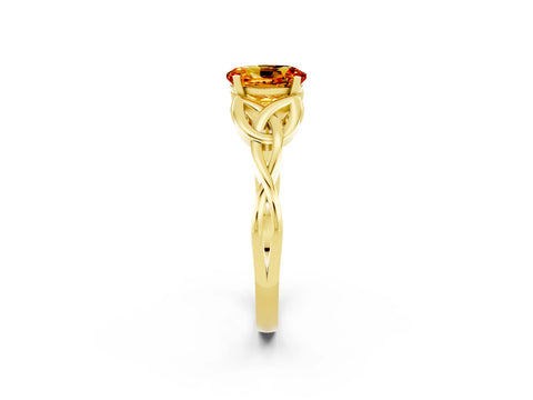 Yellow gold Oval Cut Citrine Solitaire Celtic Knot Ring with Four-Prong Setting_14