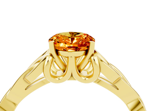 Yellow gold Oval Cut Citrine Solitaire Celtic Knot Ring with Four-Prong Setting_16