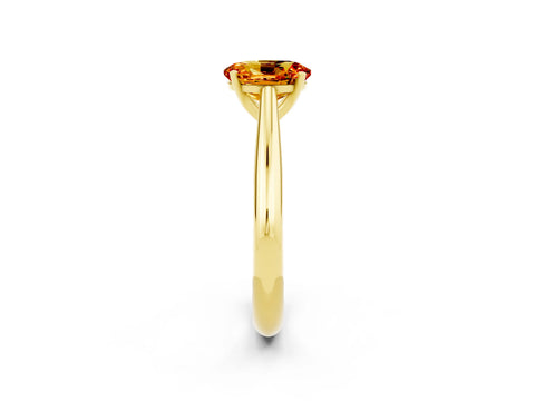 Yellow gold Oval Cut Citrine Solitaire Engagement Ring with Cathedral Setting and Four-Prong Mount_14