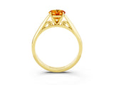 Yellow gold Oval Cut Citrine Solitaire Engagement Ring with Cathedral Setting and Four-Prong Mount_15