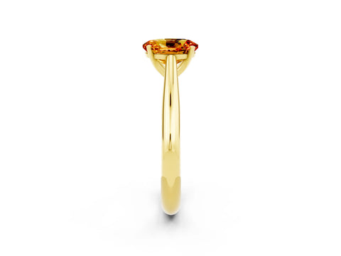 Yellow gold Oval Cut Citrine Solitaire Engagement Ring with Cathedral Setting and Four-Prong Mount_20