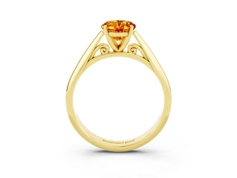 Yellow gold Oval Cut Citrine Solitaire Engagement Ring with Cathedral Setting and Four-Prong Mount_21